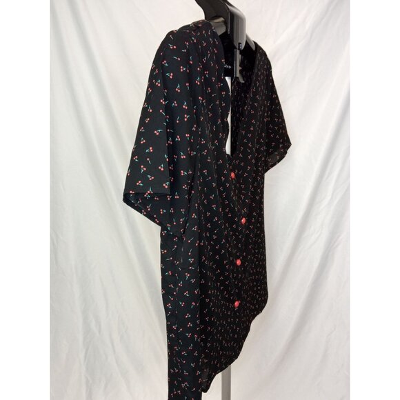 Shein Women's Vintage Style Cherry Pattern Black Red Blouse Size Large - Picture 3 of 6